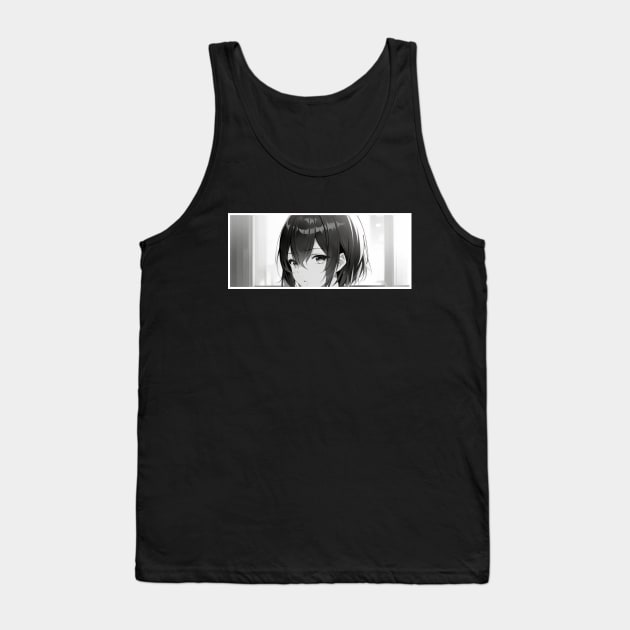 Very Sad Anime Girl Intense Eyes Tank Top by AnimeVision